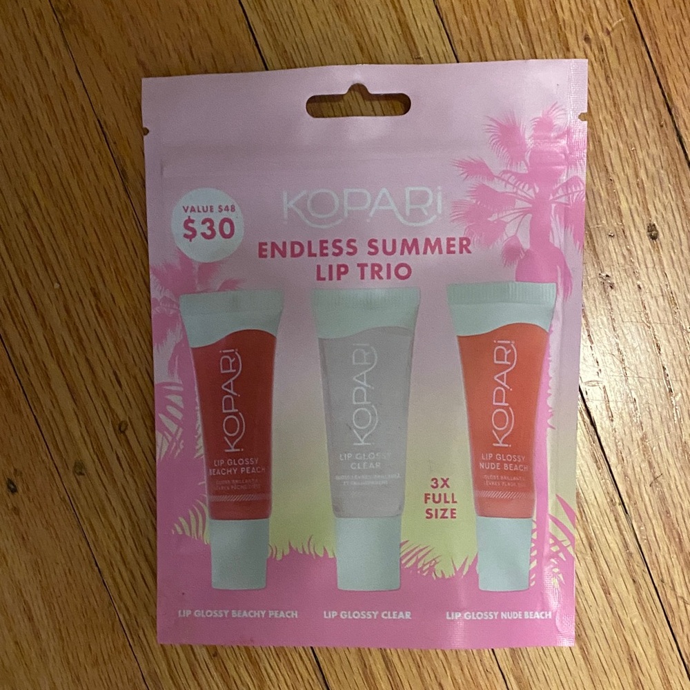 Kopari Endless Summer Lip Trio - Peach, Clear & Nude Beach NEW